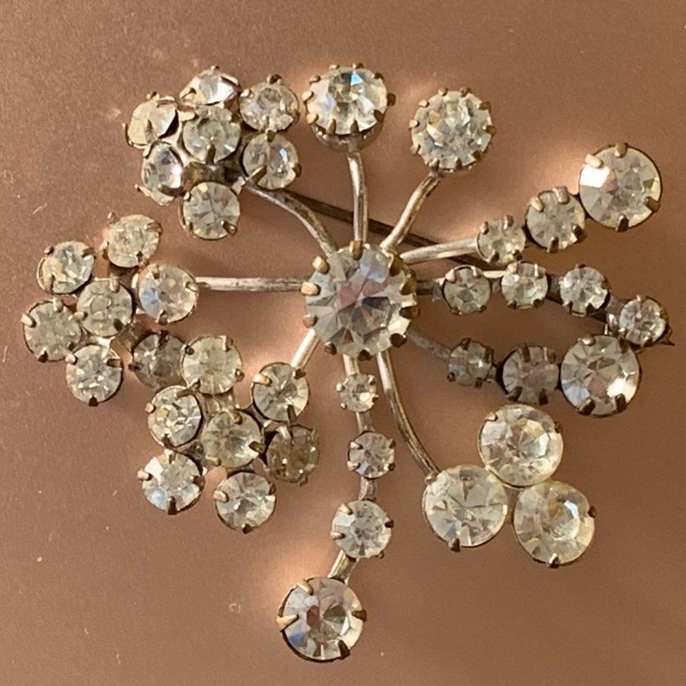 Beautiful Antique Spray Crystal Brooch Made in Austria
